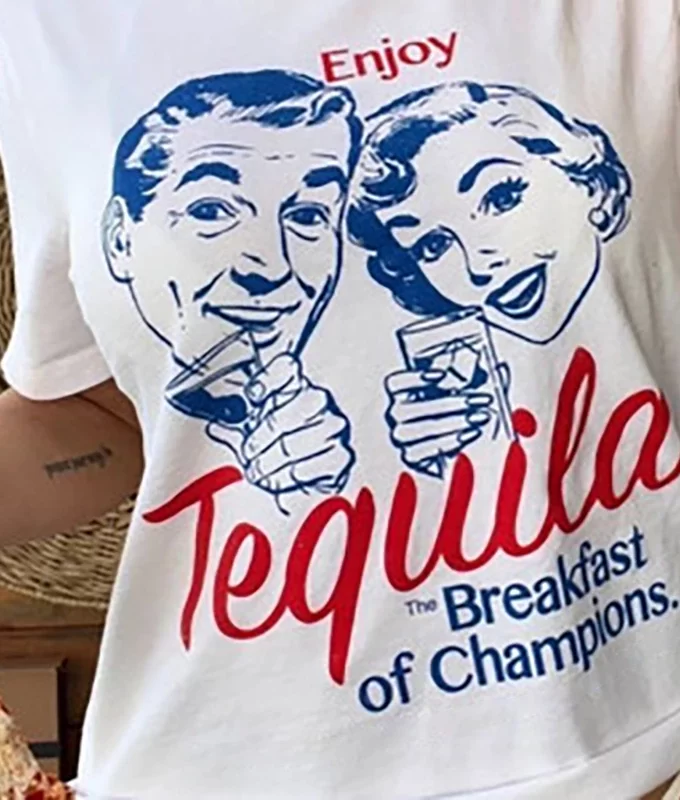 1001 Enjoy Tequila Retro Graphic Tees Women Cute Funny Alcohol Drinking T-Shirts Vintage Fashion T Shirts Tops Unisex Clothing